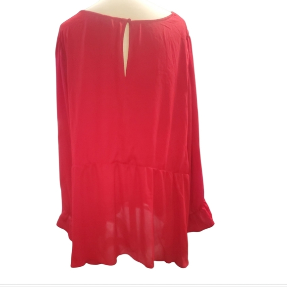 Torrid jester red embroidered georgette peplum long sleeve blouse 28 - Picture 11 of 12